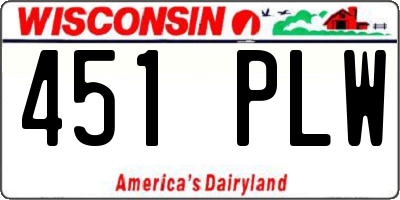 WI license plate 451PLW