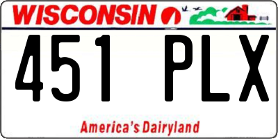WI license plate 451PLX