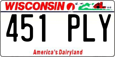 WI license plate 451PLY