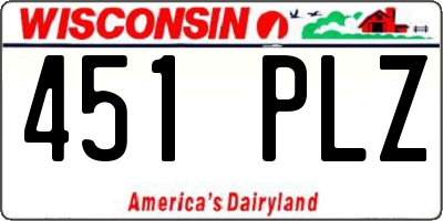 WI license plate 451PLZ