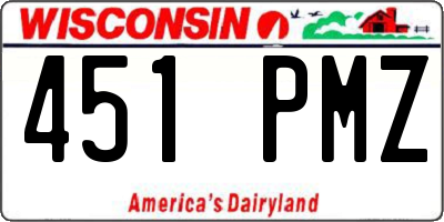 WI license plate 451PMZ