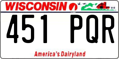 WI license plate 451PQR