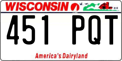 WI license plate 451PQT