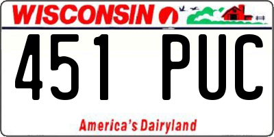 WI license plate 451PUC