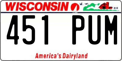 WI license plate 451PUM