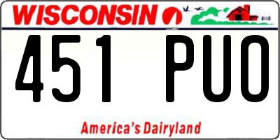 WI license plate 451PUO