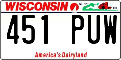 WI license plate 451PUW