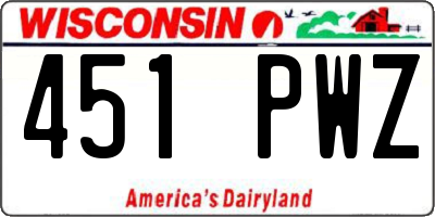 WI license plate 451PWZ