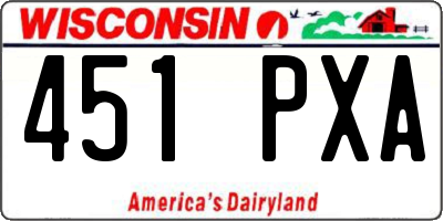 WI license plate 451PXA