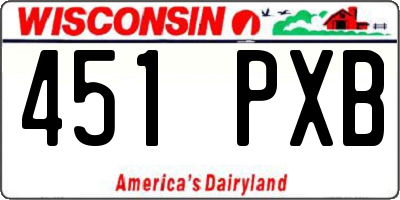 WI license plate 451PXB