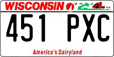 WI license plate 451PXC