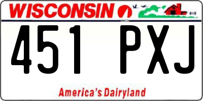 WI license plate 451PXJ