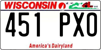 WI license plate 451PXO