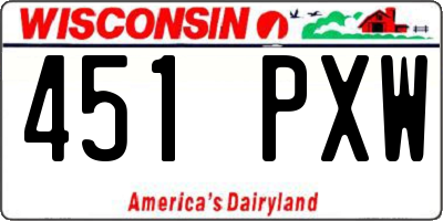 WI license plate 451PXW