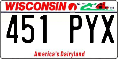 WI license plate 451PYX