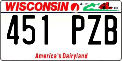 WI license plate 451PZB