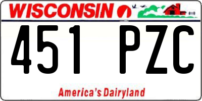 WI license plate 451PZC