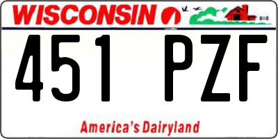 WI license plate 451PZF