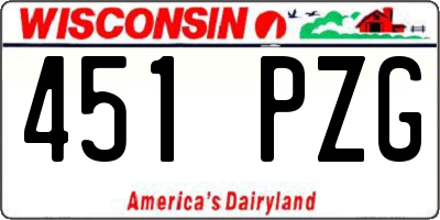 WI license plate 451PZG