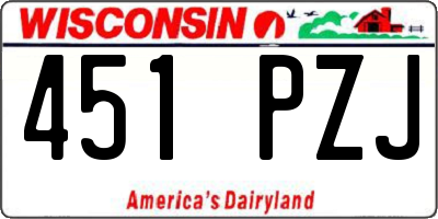 WI license plate 451PZJ