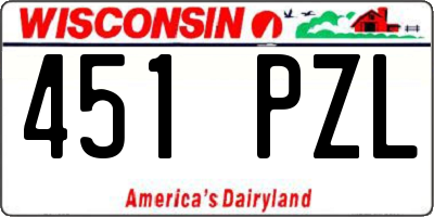 WI license plate 451PZL