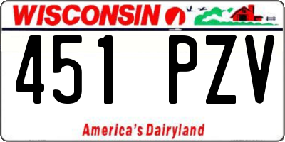 WI license plate 451PZV