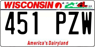 WI license plate 451PZW