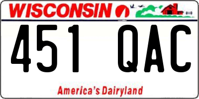 WI license plate 451QAC