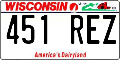 WI license plate 451REZ