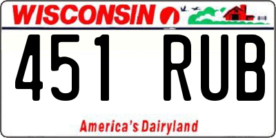 WI license plate 451RUB