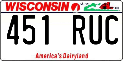 WI license plate 451RUC
