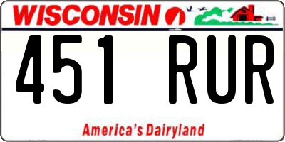 WI license plate 451RUR