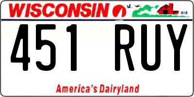 WI license plate 451RUY