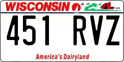 WI license plate 451RVZ