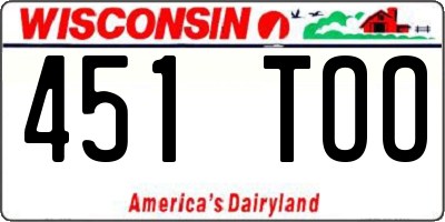 WI license plate 451TOO
