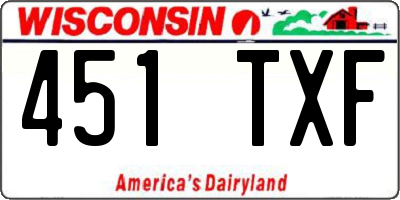 WI license plate 451TXF