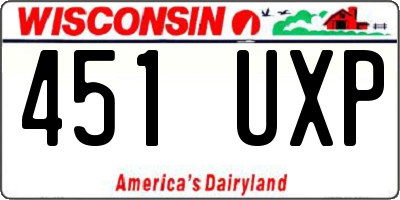 WI license plate 451UXP