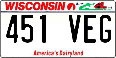 WI license plate 451VEG