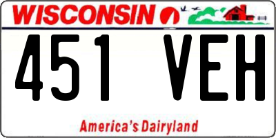 WI license plate 451VEH