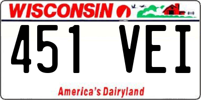 WI license plate 451VEI