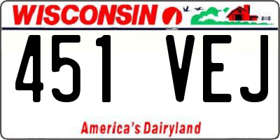 WI license plate 451VEJ