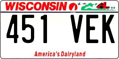 WI license plate 451VEK