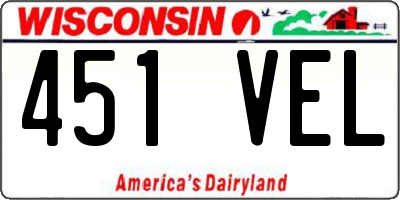 WI license plate 451VEL