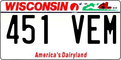 WI license plate 451VEM