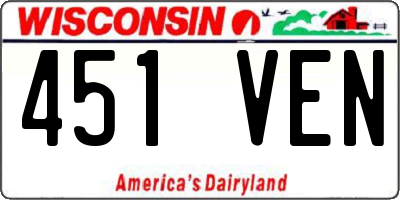 WI license plate 451VEN