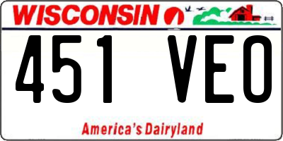 WI license plate 451VEO