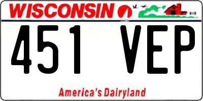 WI license plate 451VEP