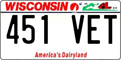 WI license plate 451VET