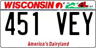 WI license plate 451VEY