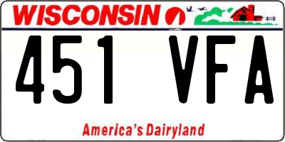 WI license plate 451VFA
